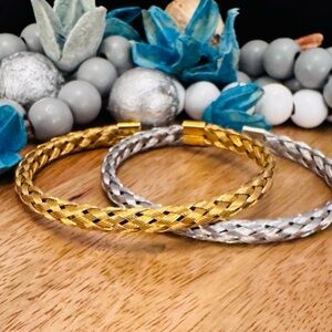 Gold and Silver Braided Bracelets - Unisex